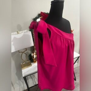 NWOT Elegant Pink Tie Shoulder Top size XL